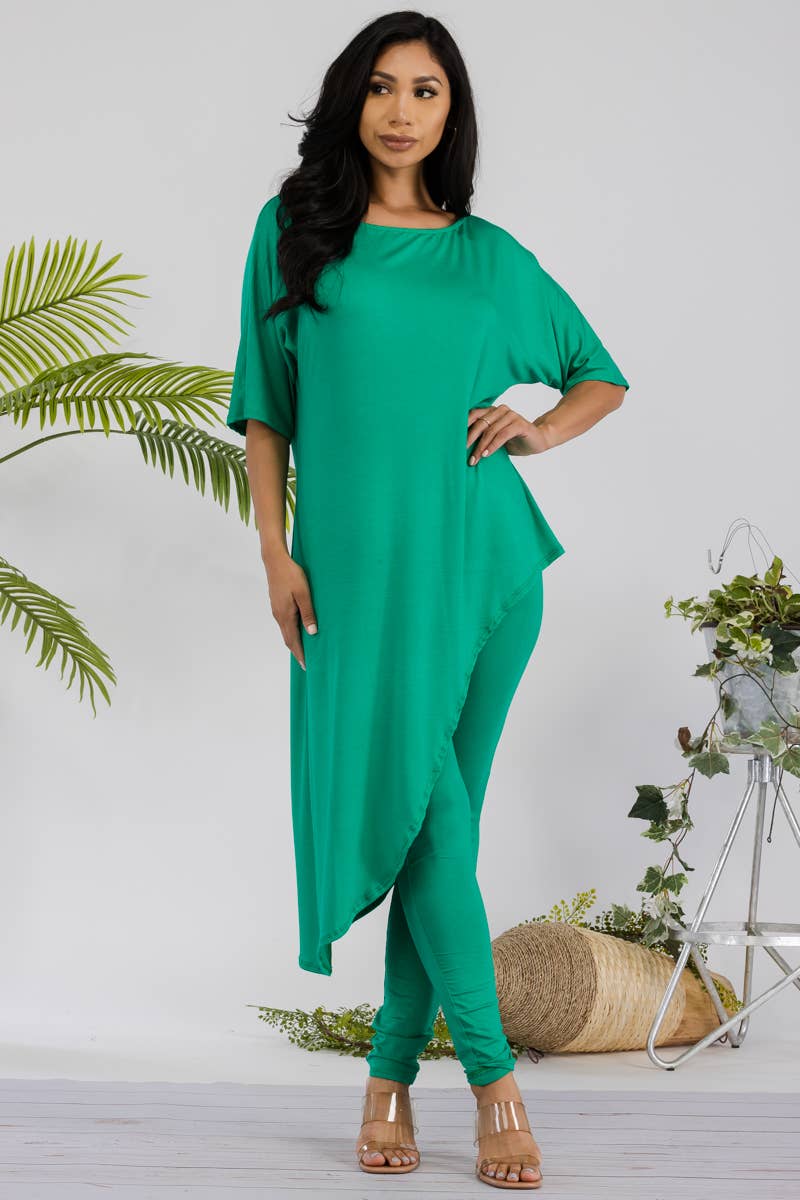 HH679R-SOLID - 2 PC Top and Legging Set: ROYAL BLUE / XL