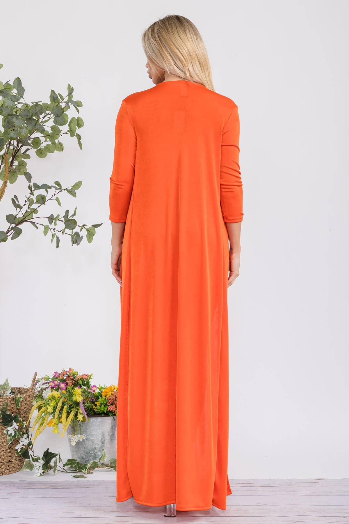 HH636R-S - 2 PC Tube Dress and Duster: Black / L
