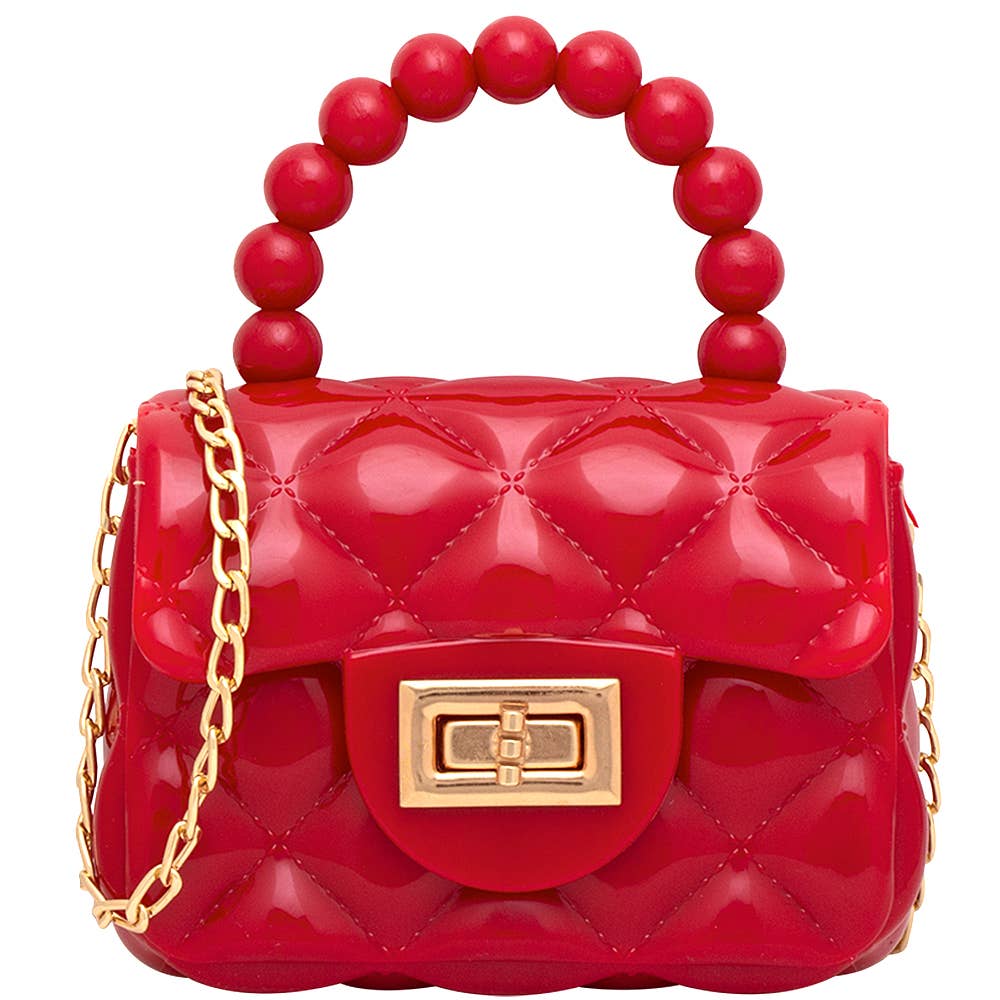 QUILTED JELLY HANDLE BEAD BAG, LVBA 0243: RD