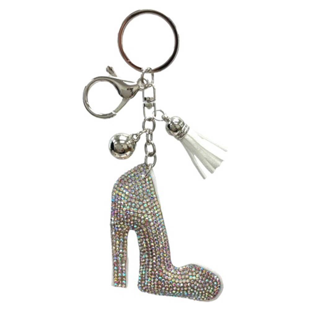 RHINESTONE HIGH HEEL KEYCHAIN WITH TASSEL, KC476X 005: -
