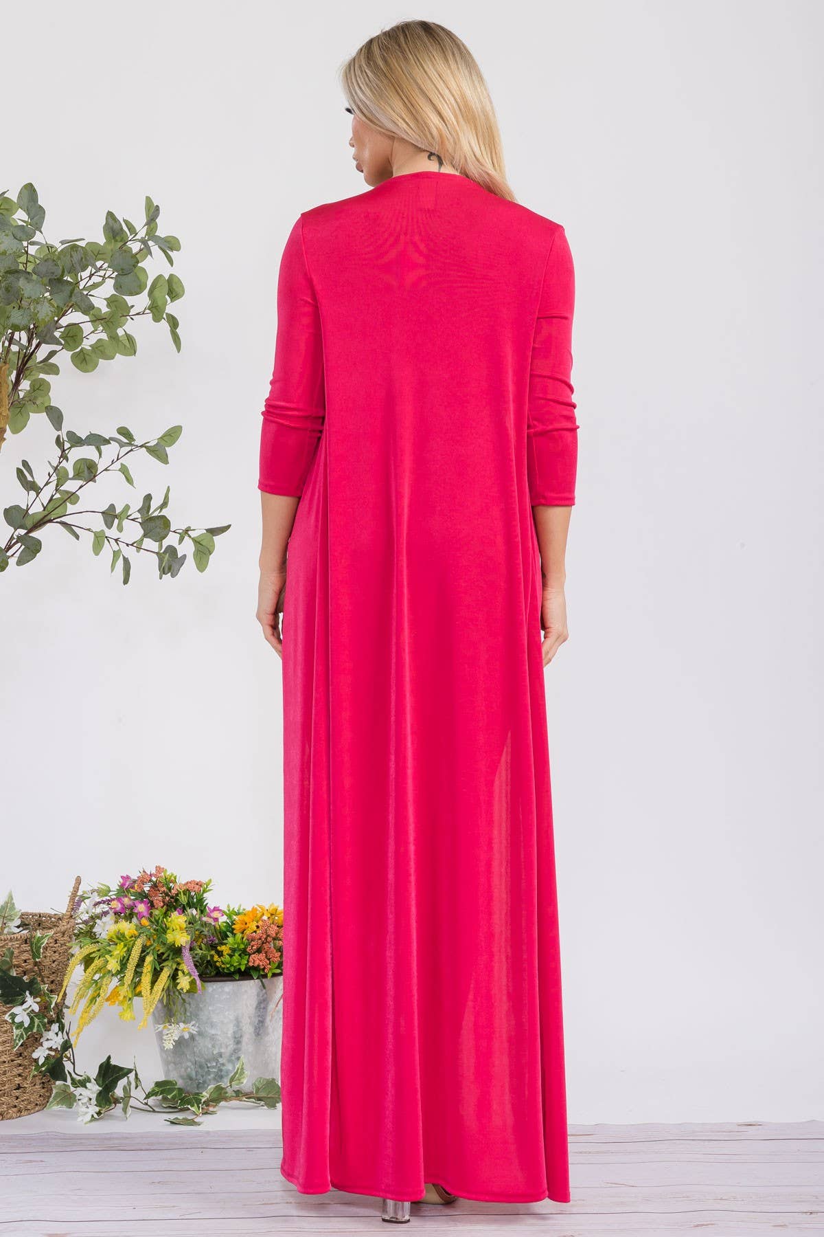 HH636R-S - 2 PC Tube Dress and Duster: Black / L