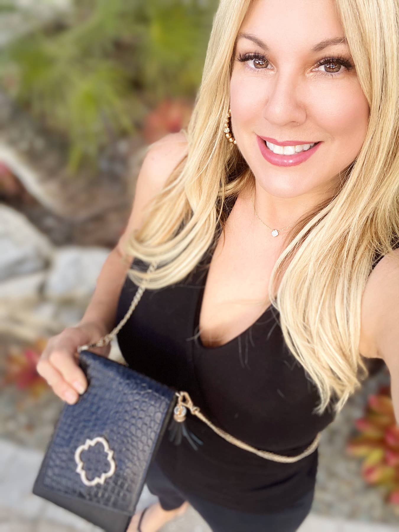 Go-Go Phone Crossbody in Black Croc