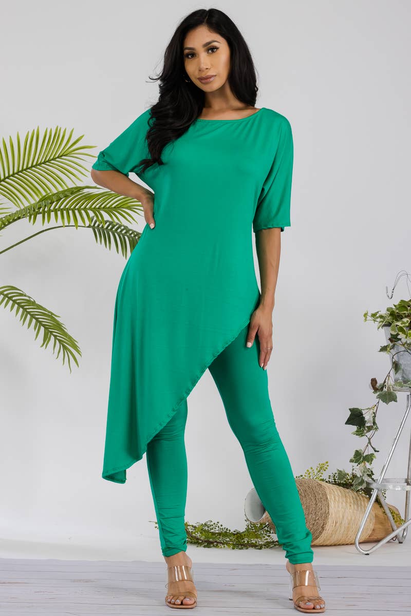 HH679R-SOLID - 2 PC Top and Legging Set: ROYAL BLUE / XL