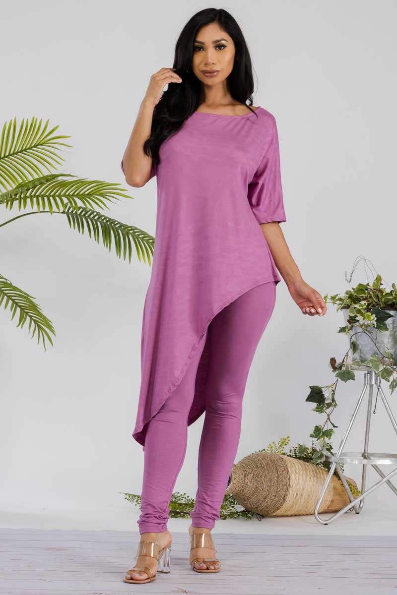 HH679R-SOLID - 2 PC Top and Legging Set: ROYAL BLUE / L