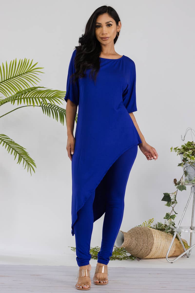HH679R-SOLID - 2 PC Top and Legging Set: ROYAL BLUE / L