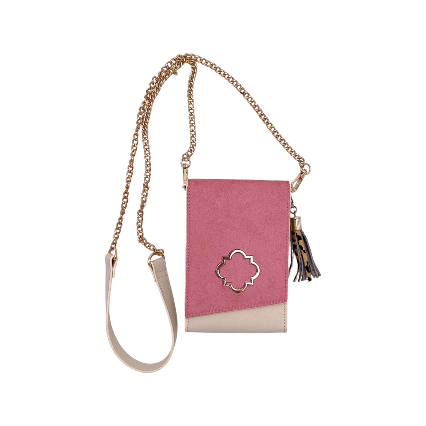 Go-Go Phone Crossbody in Pink/Ivory