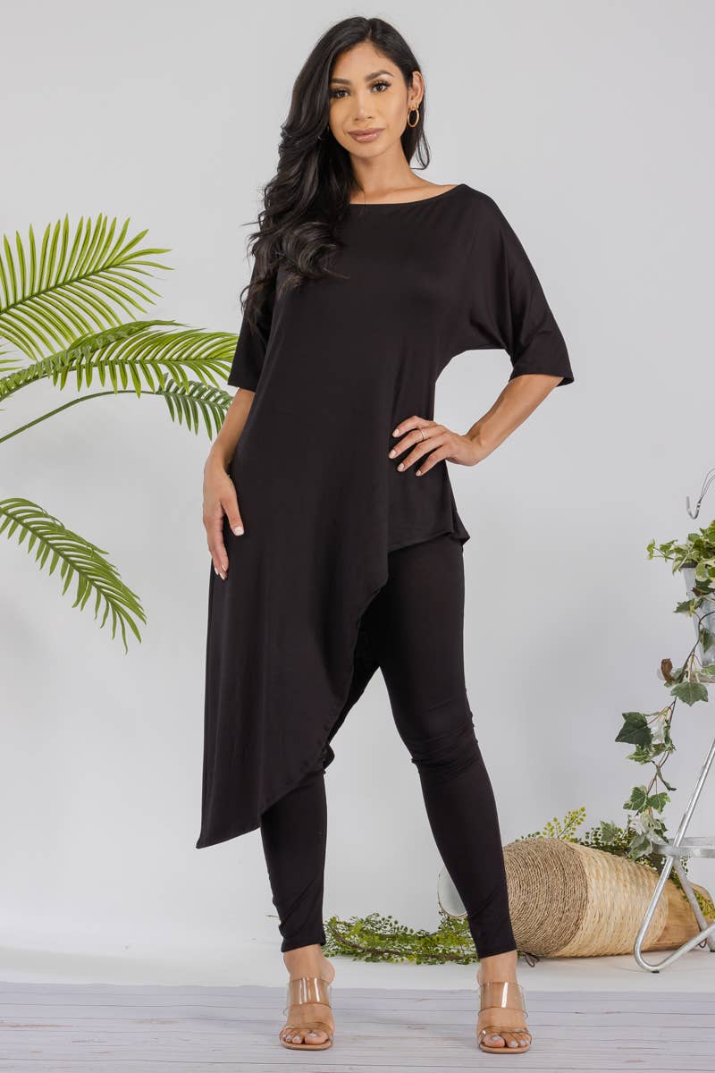 HH679R-SOLID - 2 PC Top and Legging Set: ROYAL BLUE / XL