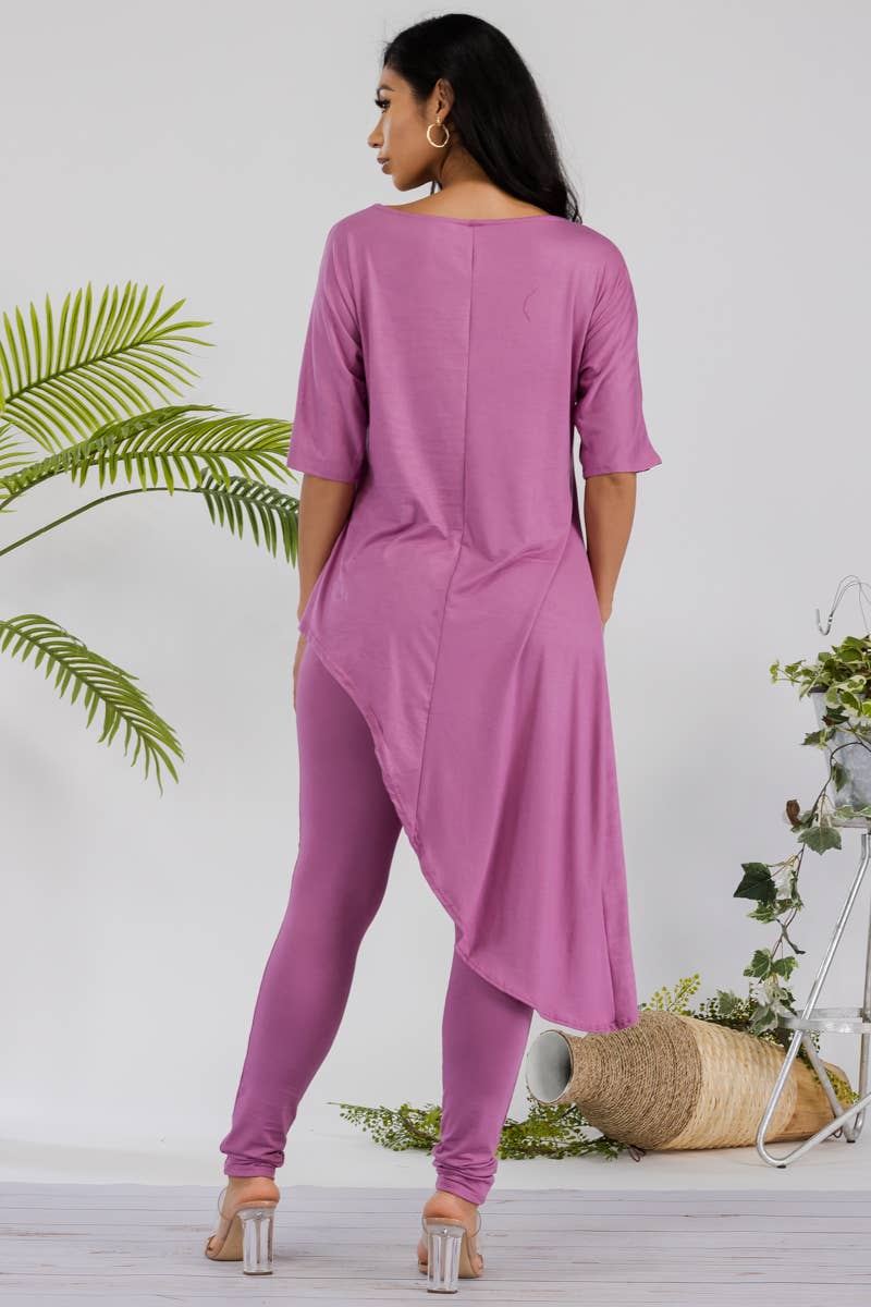 HH679R-SOLID - 2 PC Top and Legging Set: ROYAL BLUE / XL