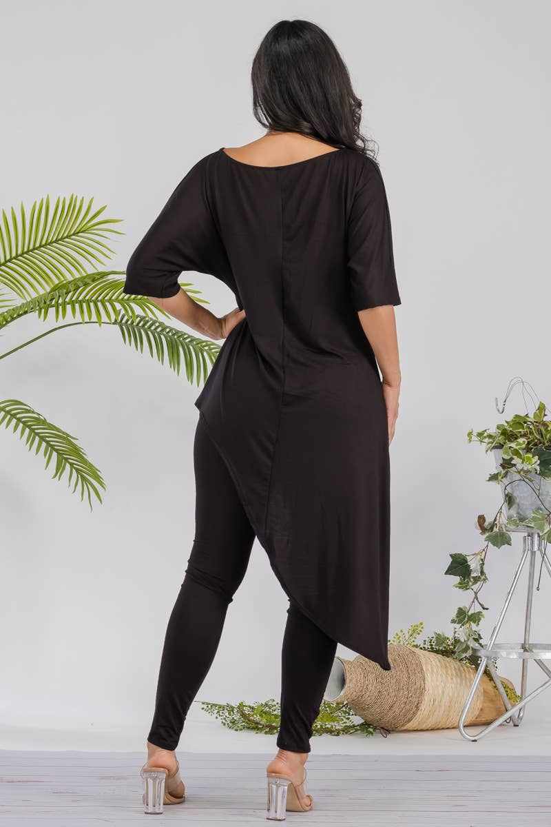 HH679R-SOLID - 2 PC Top and Legging Set: ROYAL BLUE / XL