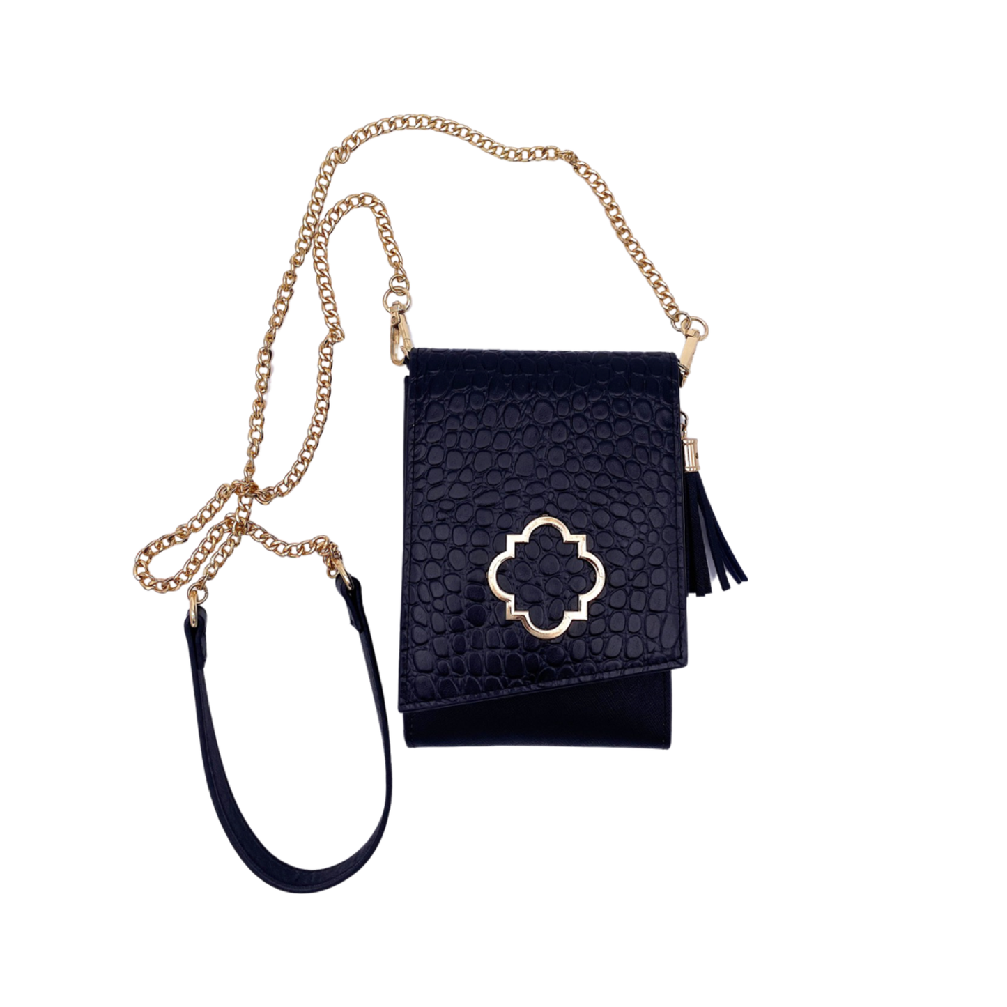 Go-Go Phone Crossbody in Black Croc