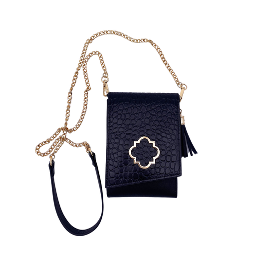 Go-Go Phone Crossbody in Black Croc